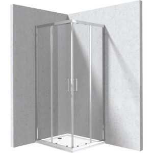 Box doccia rettangolare Idrostile Juraguá piatto incluso 80x90 cm cromo