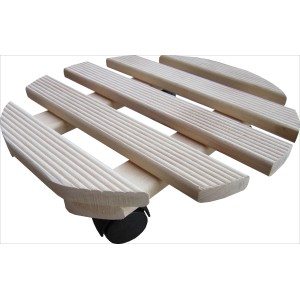 Roll pianta rotondo in faggio naturale, rigato, con ruote per un facile spostamento.
