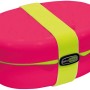 Porta pranzo rosa t.b.t. con elastico giallo per campeggio e outdoor.
