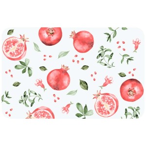 t.b.t. Tovaglia con motivo di melograni e fiori.