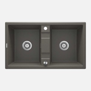 Lavello 2 vasche Idrostile Güines sifone 500x220 mm antracite metallizzato
