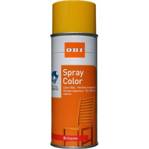Vernice spray gialla OBI per interni ed esterni. Spray colorato per legno, metallo e plastica.
