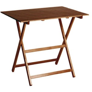 Tavolo da giardino pieghevole in legno, ideale per balconi e terrazzi.