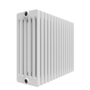 Radiatore bianco t.b.t. con elementi verticali. Riscaldamento per interni.