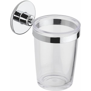 Portaspazzolino t.b.t. trasparente con supporto a parete cromato.