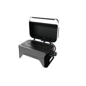 Campingaz Barbecue a gas Attitude 2go CV, grill da tavolo compatto con coperchio aperto.
