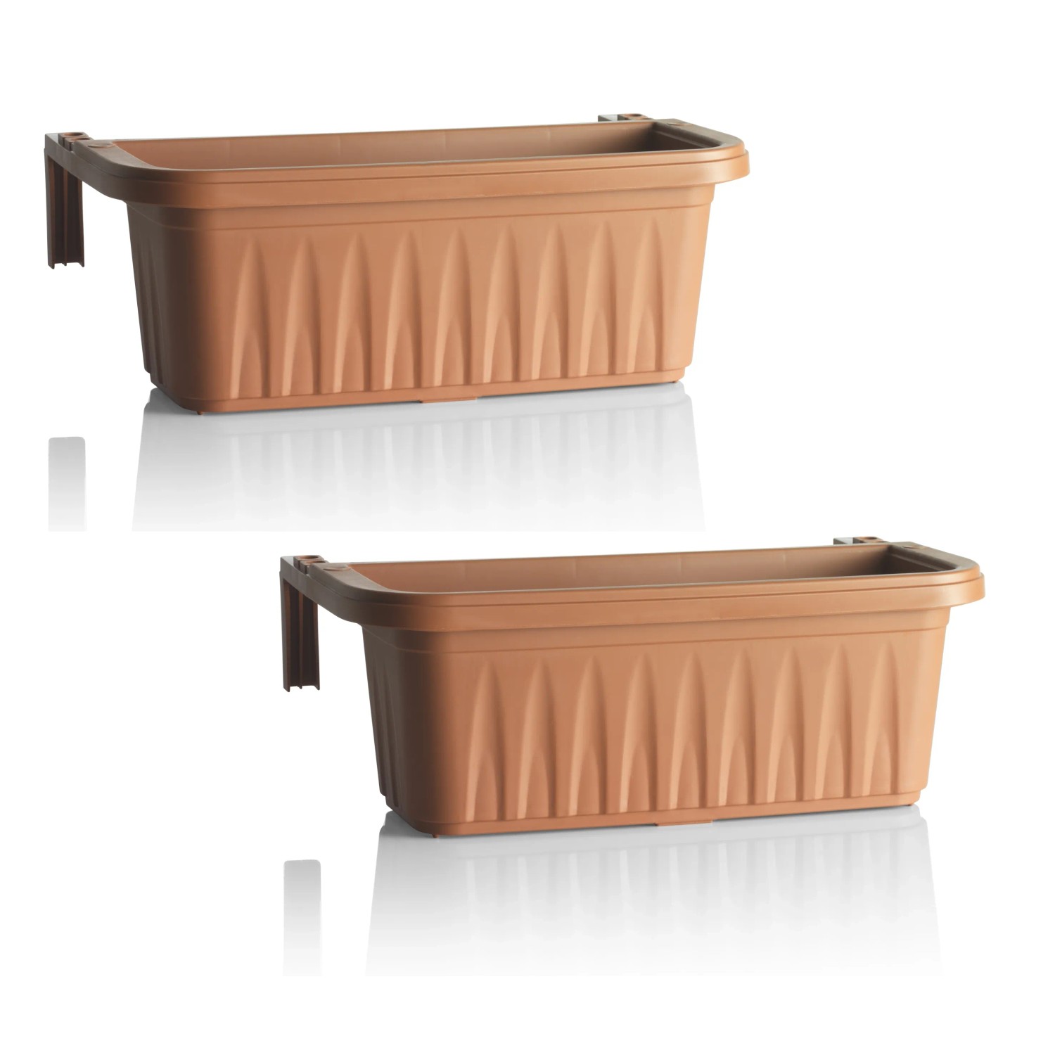 Tymar Fioriera Rettangolare Con Sottovaso 2 Pezzi – 40x18,7x14,7 Cm, In Plastica Resistente Al Gelo Per Balcone E Giardino