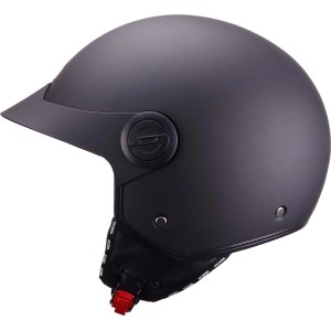 Casco da moto nero con visiera per maggiore sicurezza durante la guida.