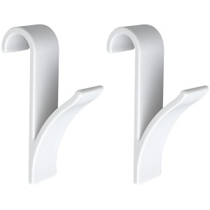 Set di 2 ganci Wenko per termosifone portasciugamani, in plastica bianca.