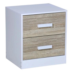 Comodino in pannello truciolare con 2 cassetti 40x34x45 cm bianco