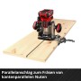 Fresatrice a batteria Einhell TP-RO 18 Li BL su legno con guida parallela.