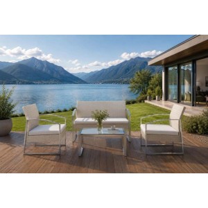 Salotto da giardino Garden Friend Alicante polyrattan bianco 4 posti