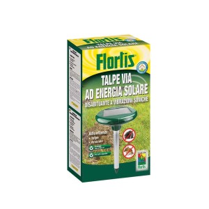 Dissuasore per talpe Flortis ad energia solare nella scatola. Efficace controllo dei parassiti del giardino.