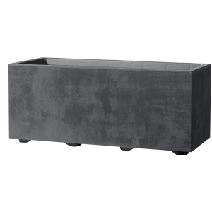 Fioriera Deroma Millennium, 59x25x25 cm, antracite, in plastica robusta con riserva d'acqua.