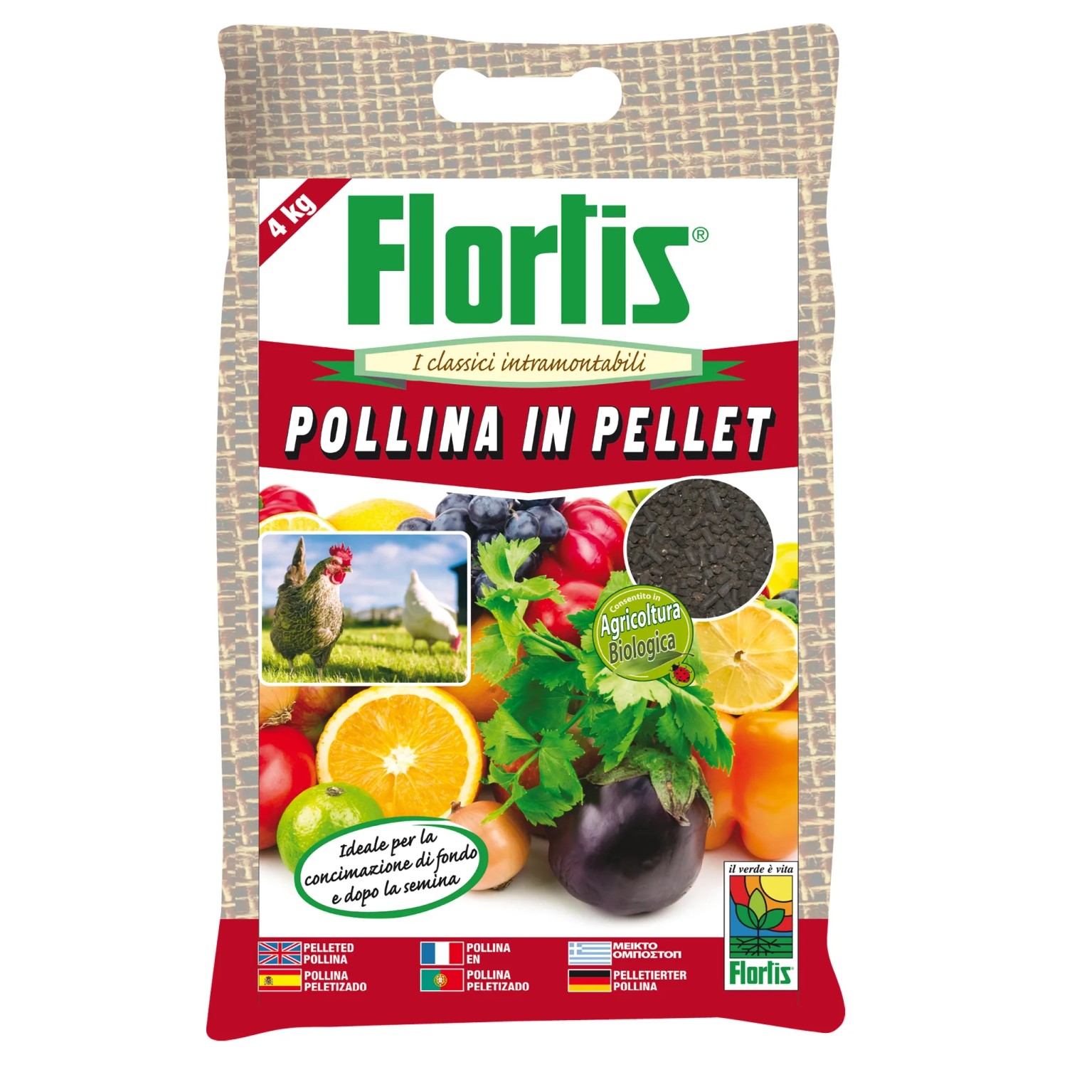 Agripollina Concime Organico In Pellet 3,8 Mm (25 Kg) - Pollina Granulare NP Per Piante E Terreno
