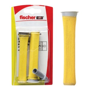 Ancoraggio a manicotto giallo Fischer Tasselli in set con strumento di montaggio.