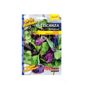 Confezione di semi per insalata mista 'Misticana Deliziosa' con spinaci e bietole rosse.