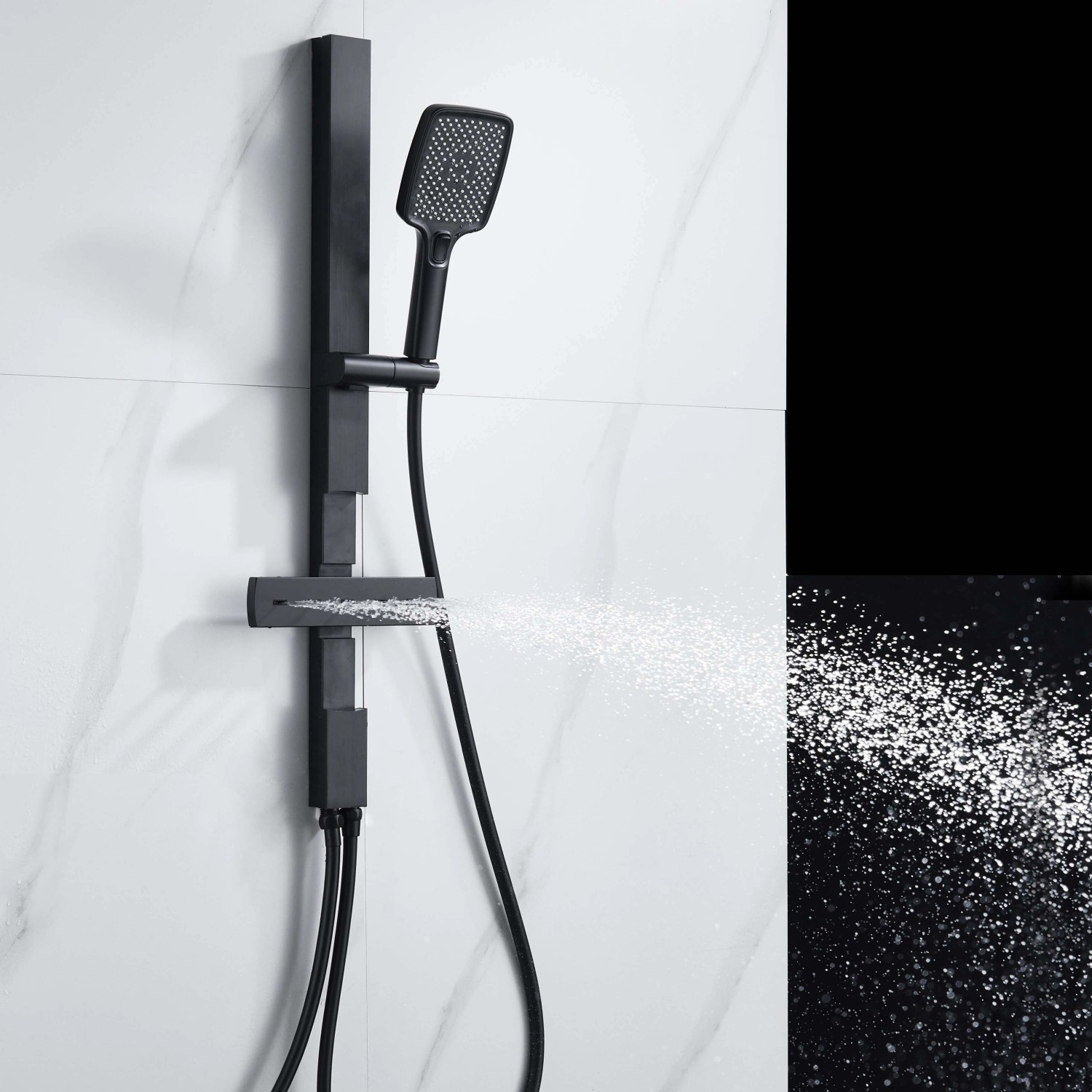 Saliscendi doccia aQuasanit Horizon nero con body jets e doccetta 3 getti_4