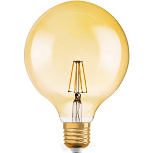 Lampadina LED E27 Osram a globo, tonalità oro, per luce d'atmosfera.