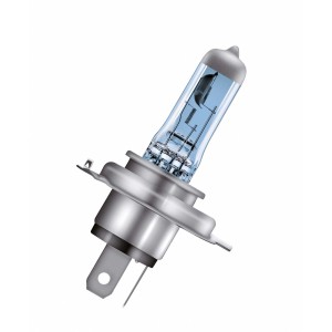 Lampada alogena per auto Osram Cool Blue Intense H4 con luce bianco-bluastra.