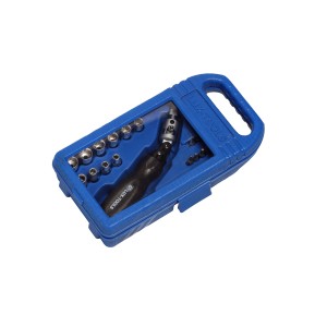 LUX Winkelknarre Classic set da 31 pezzi in custodia blu, set di punte e chiavi a bussola.