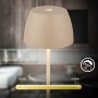 Lampada da tavolo a LED ricaricabile beige Brilo Serina Mini, dimmerabile, alta 20 cm, per interni ed esterni.