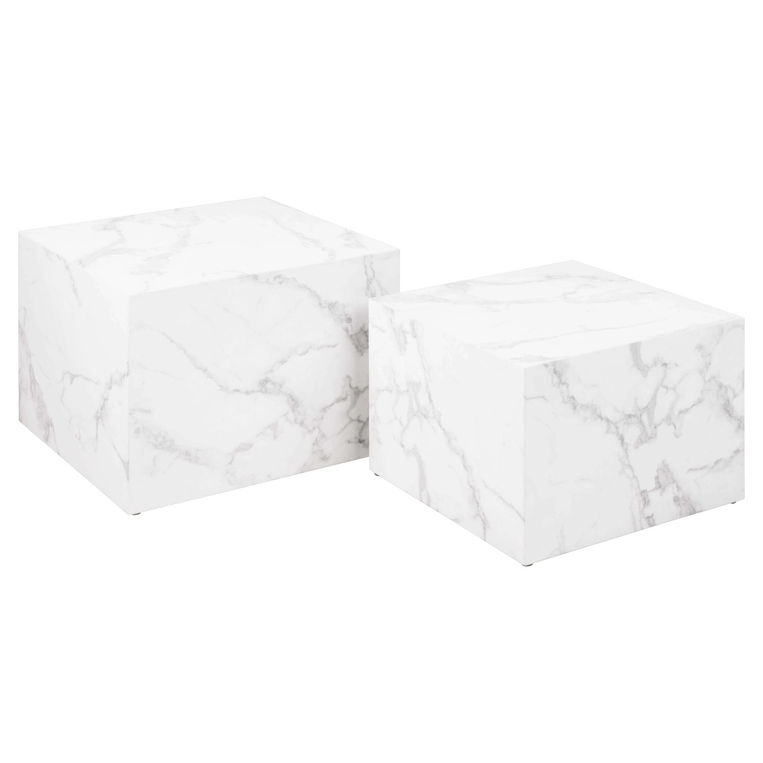 Set di 2 tavolini da salotto in legno Motrik effetto marmo bianco quadro h40 cm_2