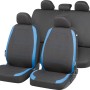 Set coprisedili auto 14 pezzi blu e nero per interni auto.