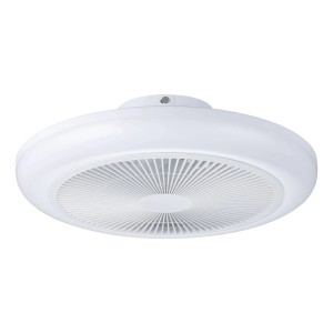 Plafoniera LED bianca t.b.t. con ventilatore integrato.