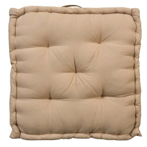 Cuscino quadrato beige con bottoni per sedie e panche.