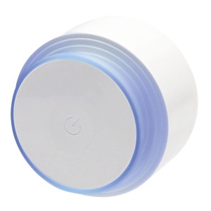 Luce Spine bianca con accento blu e simbolo di alimentazione.