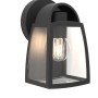 Applique LED da esterno nera con vetro trasparente per uso esterno.