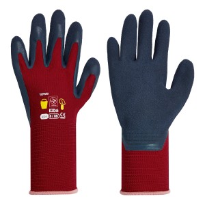 Guanti da lavoro per bambini LUX rossi e blu, con rivestimento in lattice.