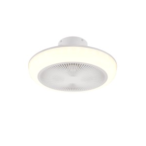Plafoniera LED bianca t.b.t. con ventilatore integrato.