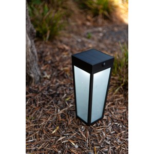 Lutec LED solare da giardino Dias, nero opaco, cubica, in giardino.