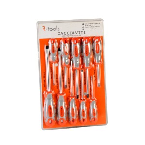 Set di cacciaviti t.b.t., 10 pezzi, varie misure e tipi.