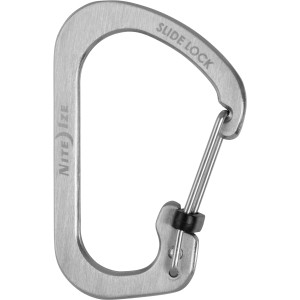 Moschettone Nite Ize Slide Lock Taglia 3, moschettone argentato con chiusura a filo e blocco a scorrimento.