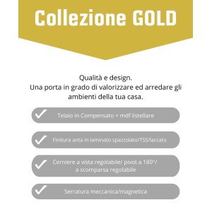 Dettagli della porta interna: Telaio, superficie, cerniere e serratura in sintesi.