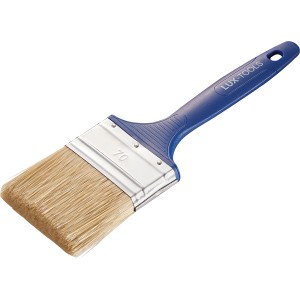 Set pennelli piatti LUX, 3 pennelli con manico blu per pitture murali e vernici.