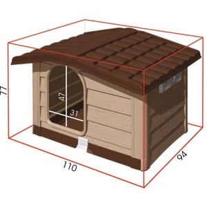 Cuccia per cani t.b.t. con dimensioni (110x94x77 cm).