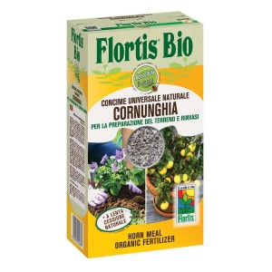 Confezione di Cornunghia concime naturale di Flortis Bio. Cornunghia per la crescita sana delle piante.
