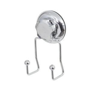 Gancio a ventosa cromato per accessori bagno e contenitori.