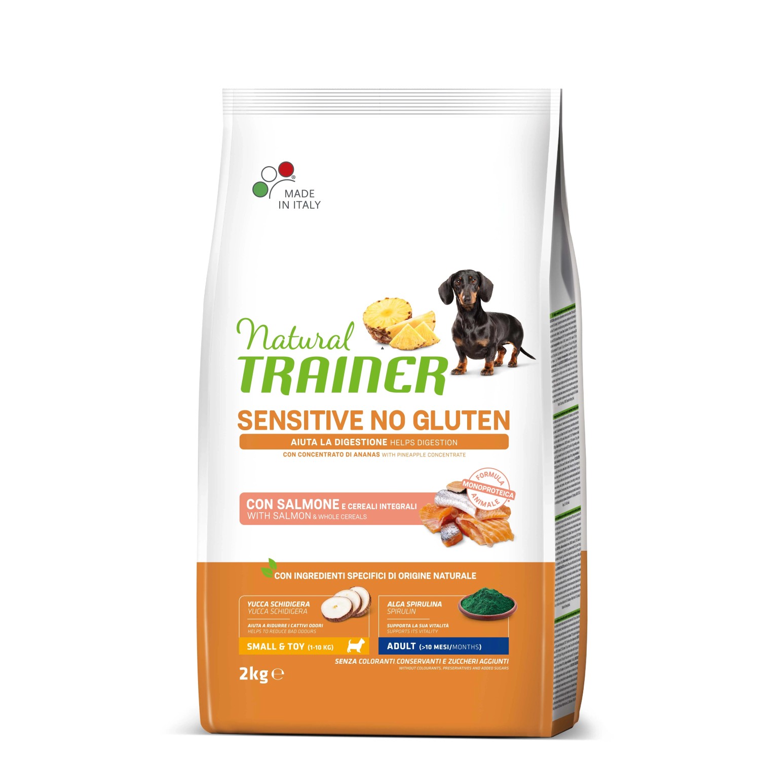 Natural Trainer Sensitive No Gluten cibo secco per cani, confezione da 2kg.