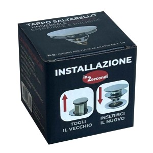 Confezione di un Tappi Sifoni. Istruzioni per l'installazione in 2 secondi.