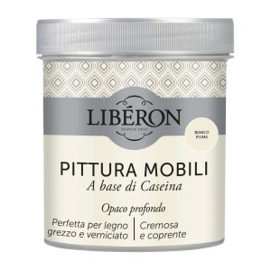 Barattolo di smalto per mobili Liberon, tonalità Bianco Piuma. Adatto per mobili in legno.