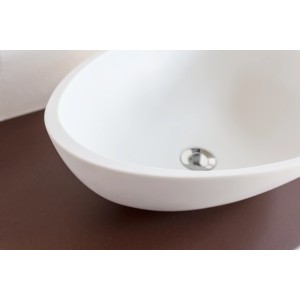 Lavabo d'appoggio t.b.t., ceramica bianca, forma ovale.