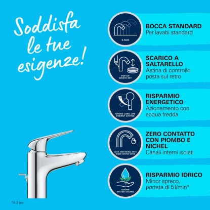 Rubinetto per lavabo Swift tg S cromo