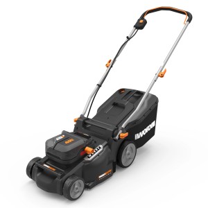 Worx WG737E Nitro 40 V tagliaerba a batteria con sacco di raccolta, compatto e leggero.