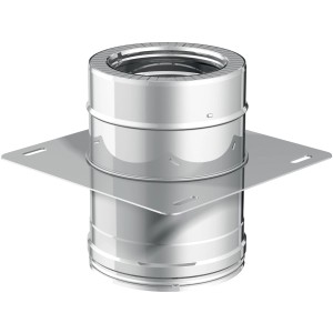 Tubo in acciaio inox con piastra quadrata per canne fumarie.