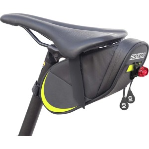 Borsa da bici Sparco sottosella con luce posteriore. Ideale per il cicloturismo.